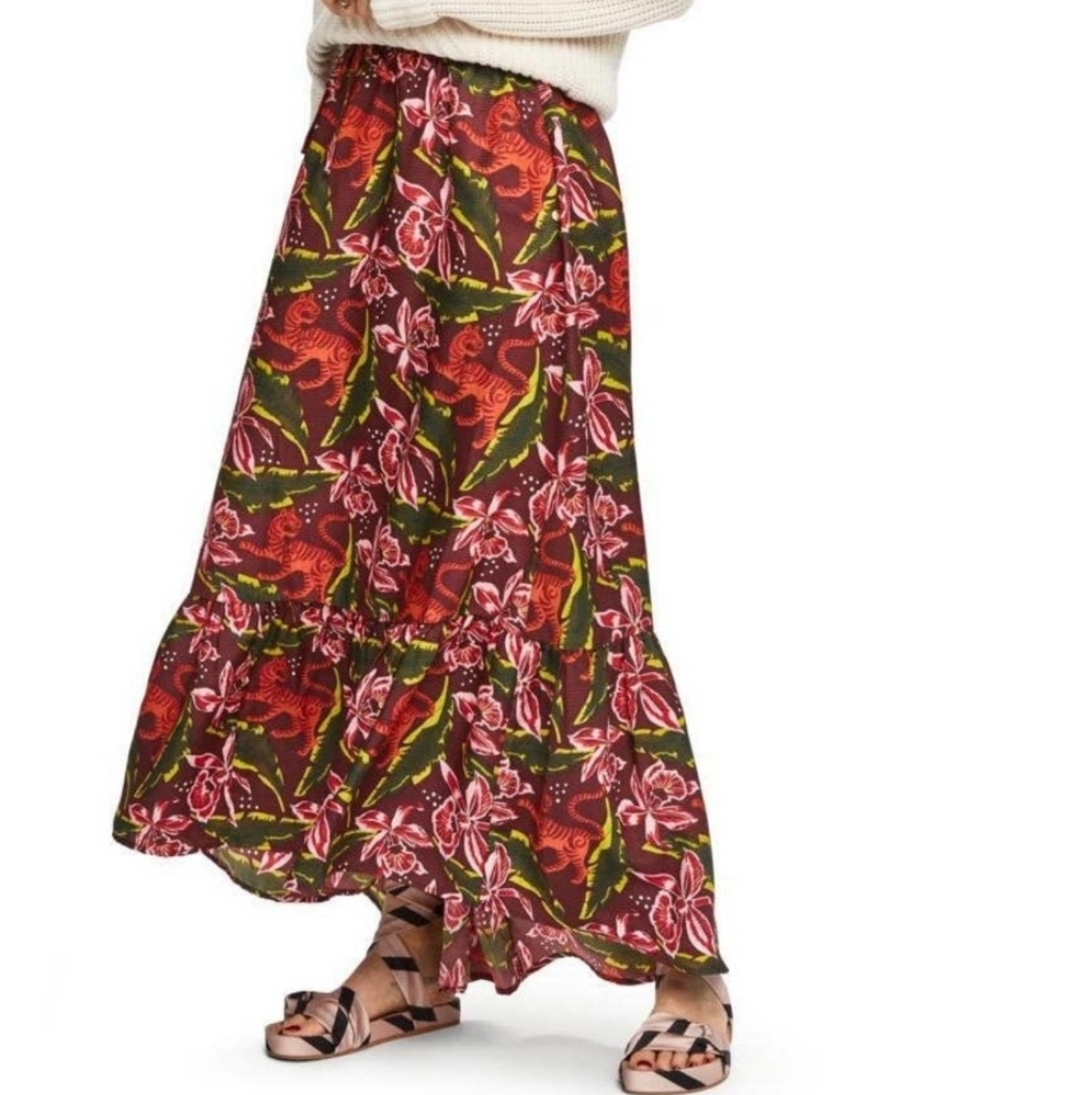 Scotch & Soda Maison Scotch Hawaiian Aloha Hula Boho Printed Maxi Skirt - Large